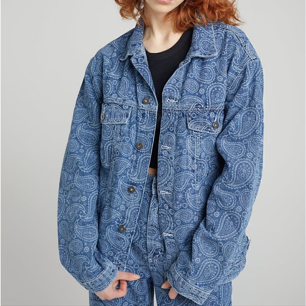 The Ragged Priest Believe Paisley Print Oversized Denim Jean Jacket S NWT